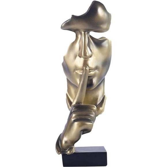 Thinker Statue, Silence is Gold Abstract Art Figurine, Modern Home Resin - Picture 2 of 6